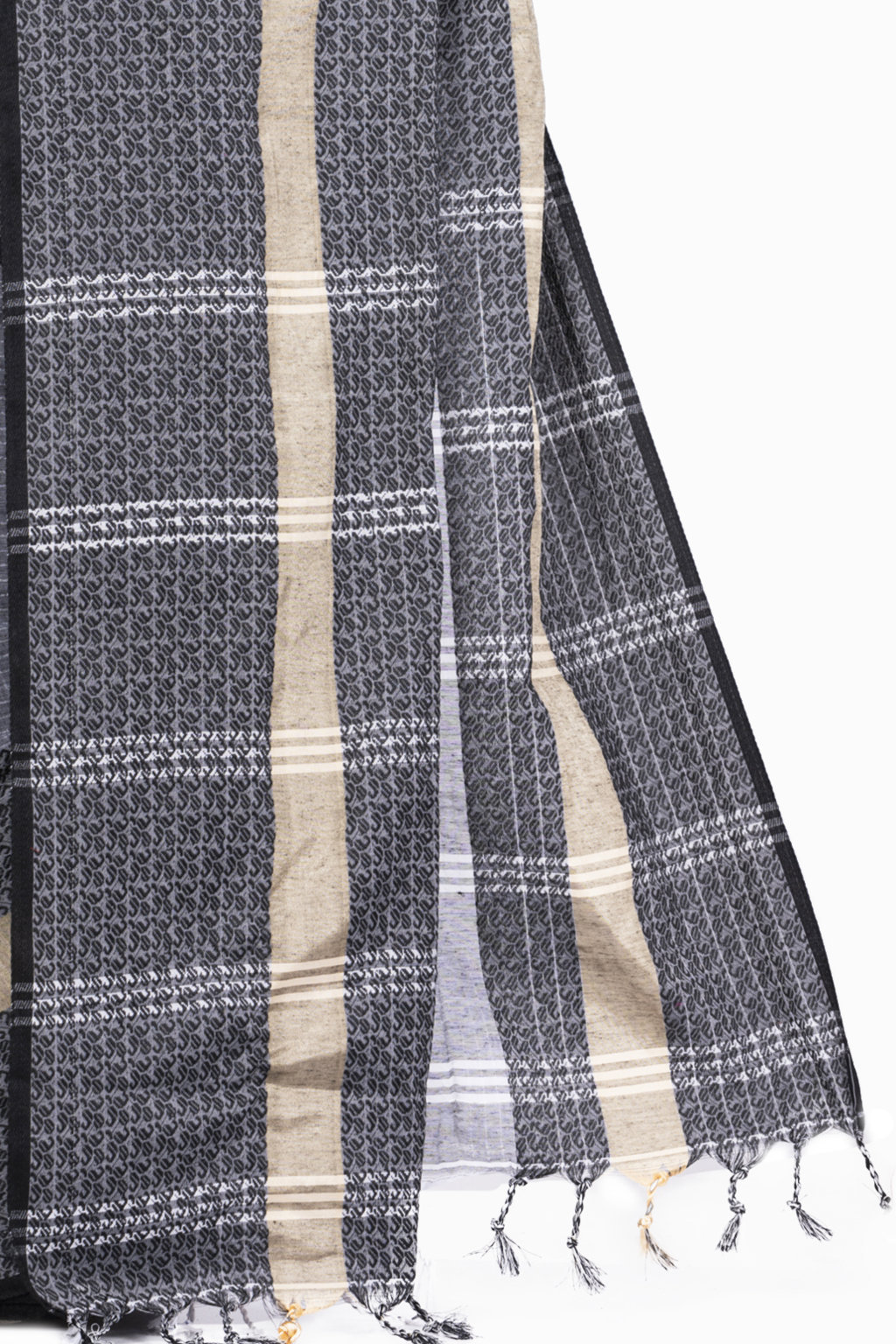 Black Pure Cotton Souraovi_Hand Hand Loom Saree (674)